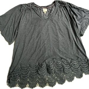 Knox Rose Women's Blue Lace Hem Top